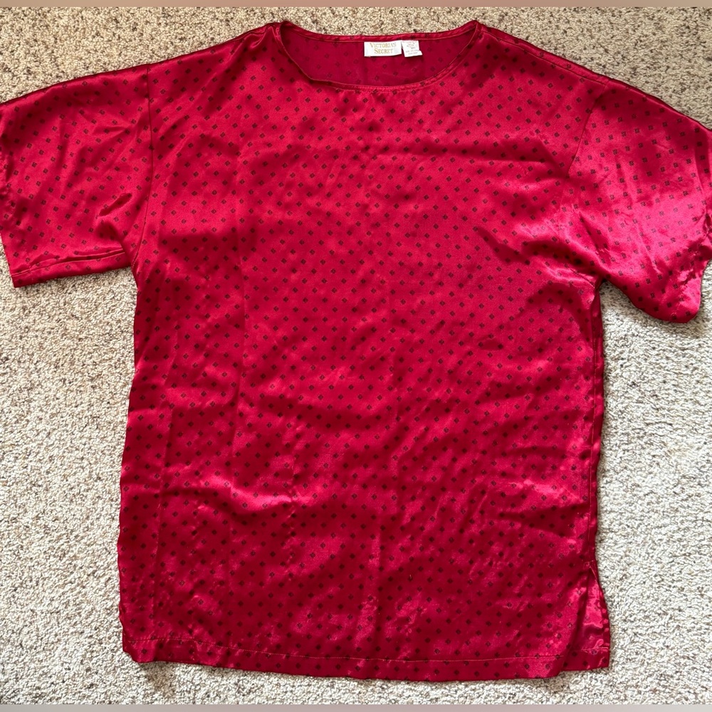 Vintage Victoria's Secret Gold Label Red Patterned Sleeping Shirt
